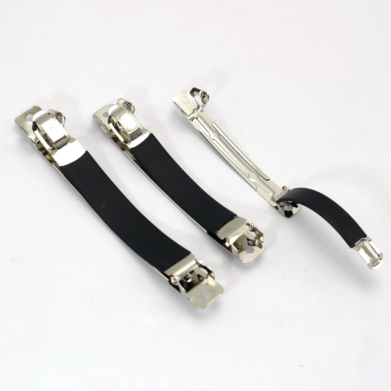 5 Pcs Silver Metal Blank French Hair Clip Barrette Rubber Cover 2.4″ 3.2″ 4″