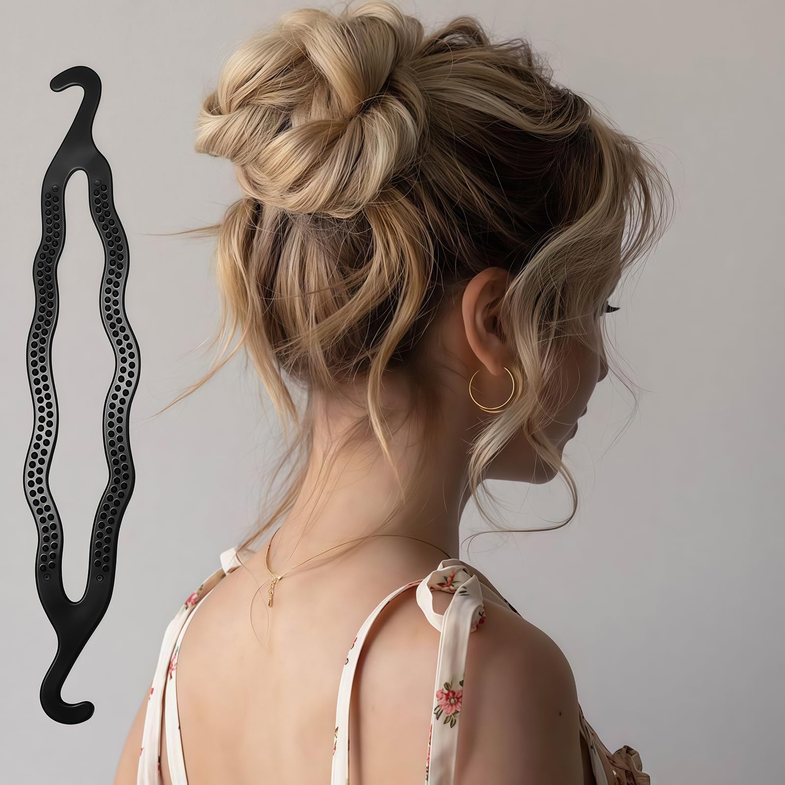 6 Count Bun Maker Hair Holders – Plastic Black 21.5 x 3.8cm/ 8.5inch x 1.5inc