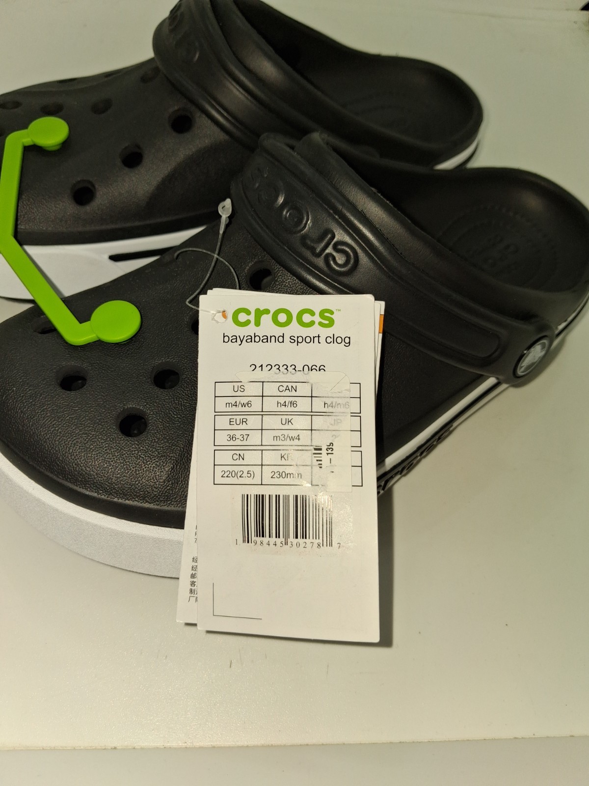 Crocs Unisex-kids Bayaband Clogs, Black/White Sz 4B/6G NWTS