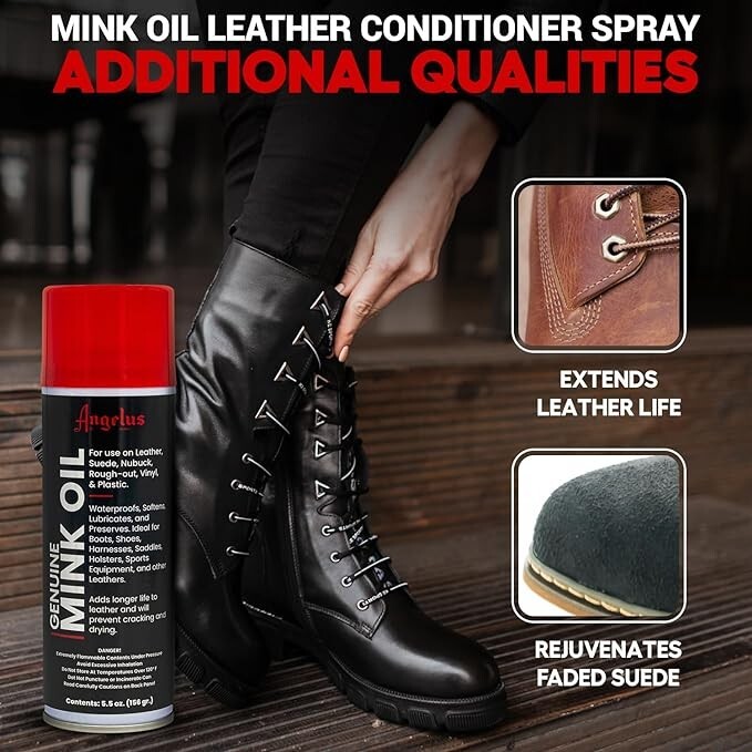 Angelus Professional Mink Oil Leather Conditioner Spray Waterproof 5.5 Oz/156 gr