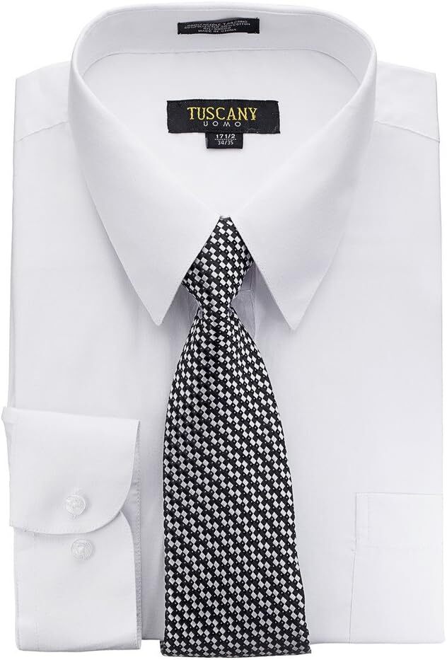 Men’s Dress Shirts With Matching (Random design) Tie Set Cotton Blend Shirt Set