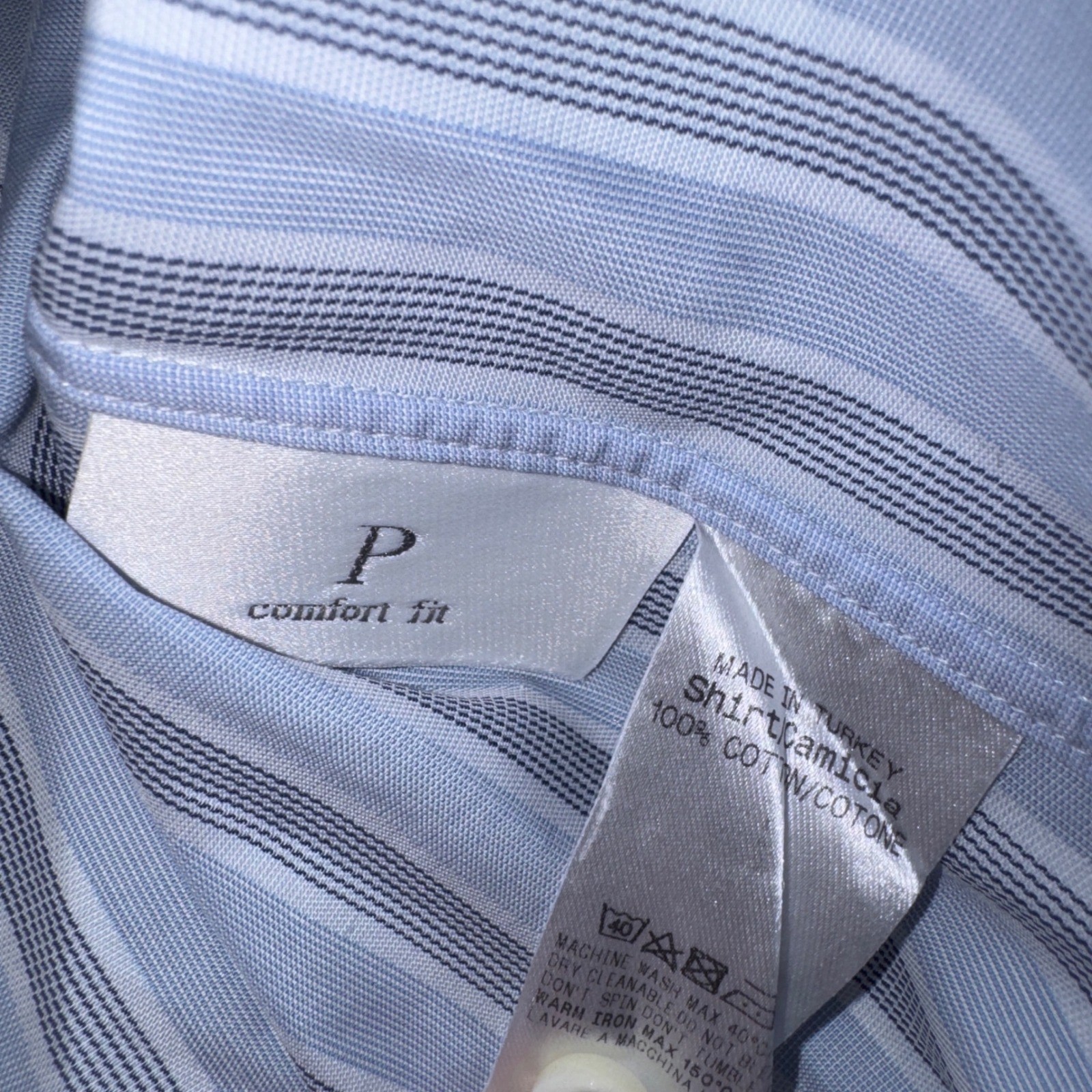 Ermenegildo Zegna 43/17 Mens Blue Striped French Cuff Dress Shirt Spread Collar