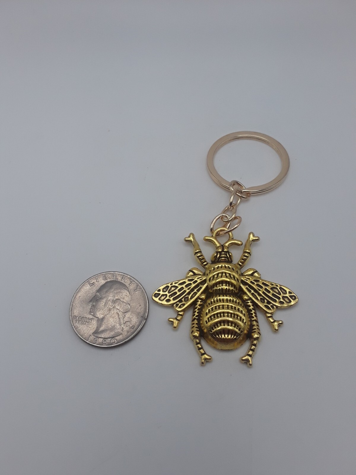 Golden Bee Keychain Durable Zinc Alloy Key Ring Purse Backpack Bag Car Charm