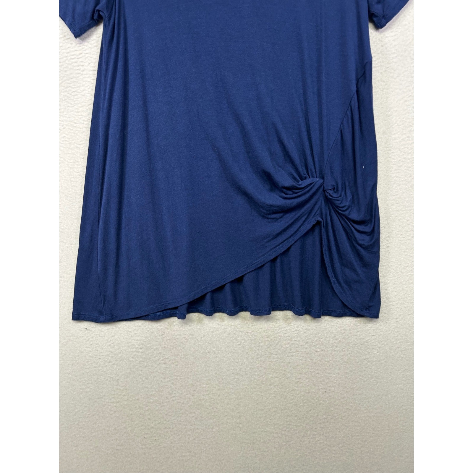 Minimalist Azules Women M Navy Blue Side Knot Asymmetrical Tunic Top ATP-2298 RS