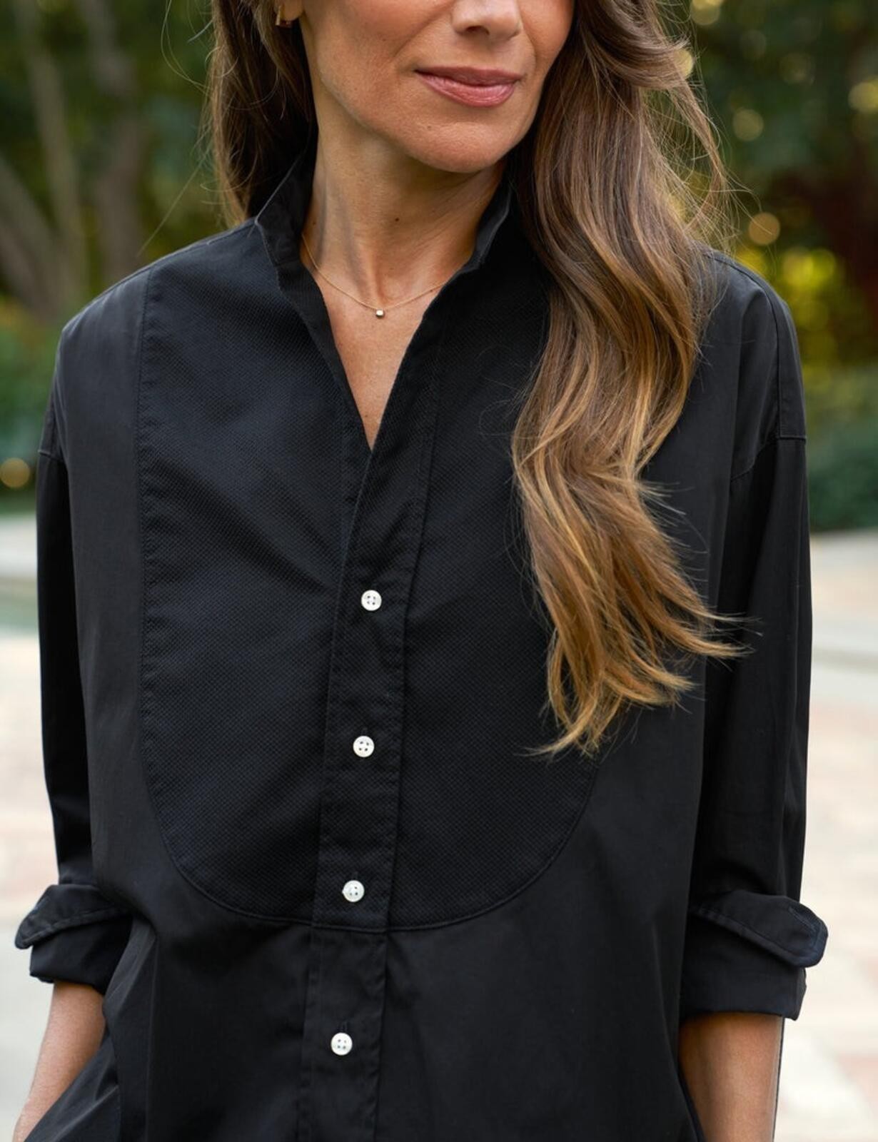 Frank & Eileen Victoria Italian Tuxedo Shirt Black Size S EUC Returns Accepted