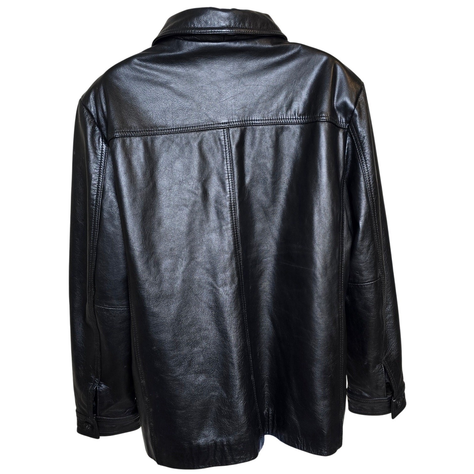 Kathy Ireland Black Leather Jacket Insulated Quilted & Plush Zip Coat Womens L