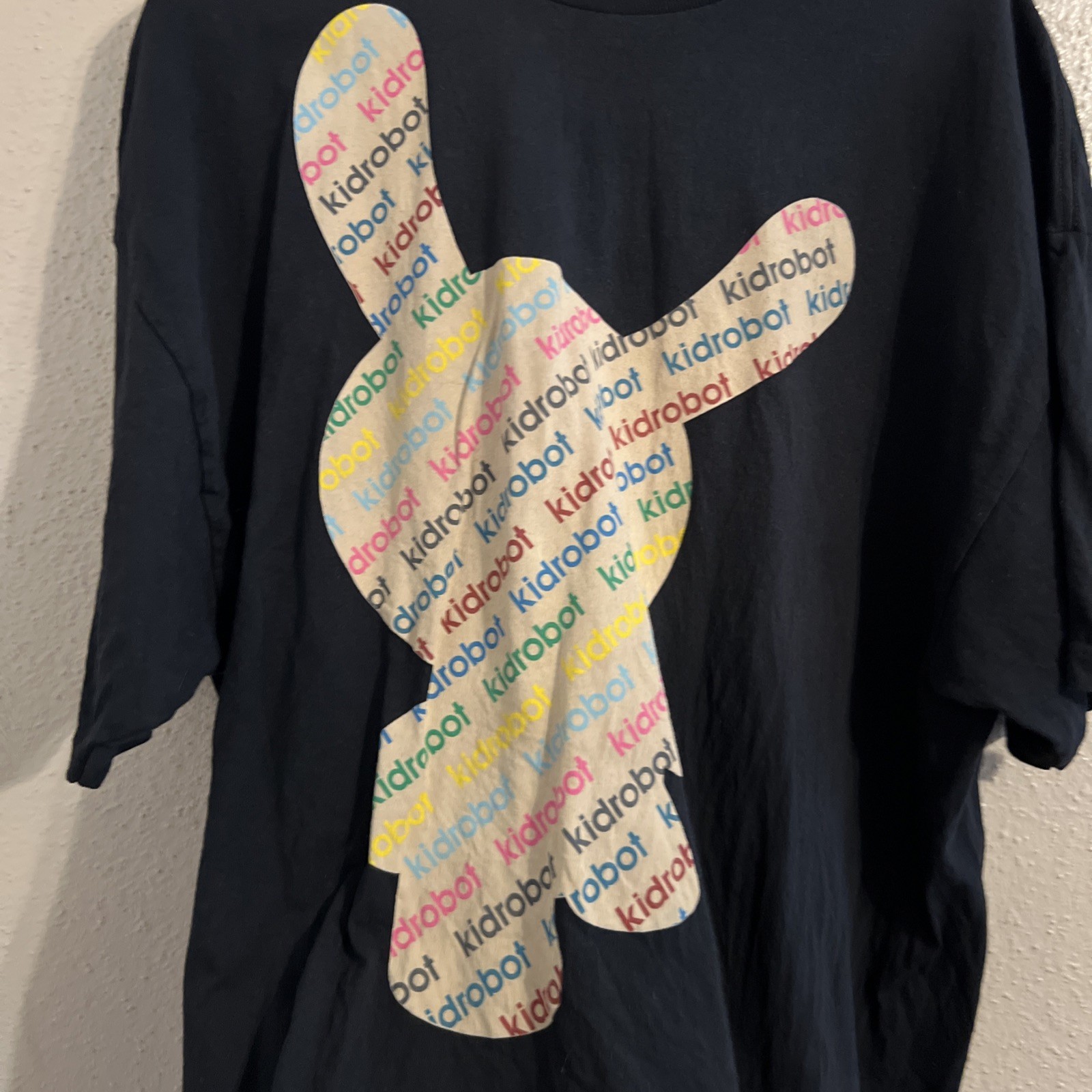 Kidrobot Bunny Logo Graphic T-Shirt Mens XXL Black Multicolor Streetwear Big