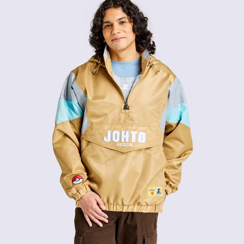 Pokemon x Target Starter Pullover Jacket Gold JOHTO Region Size XL