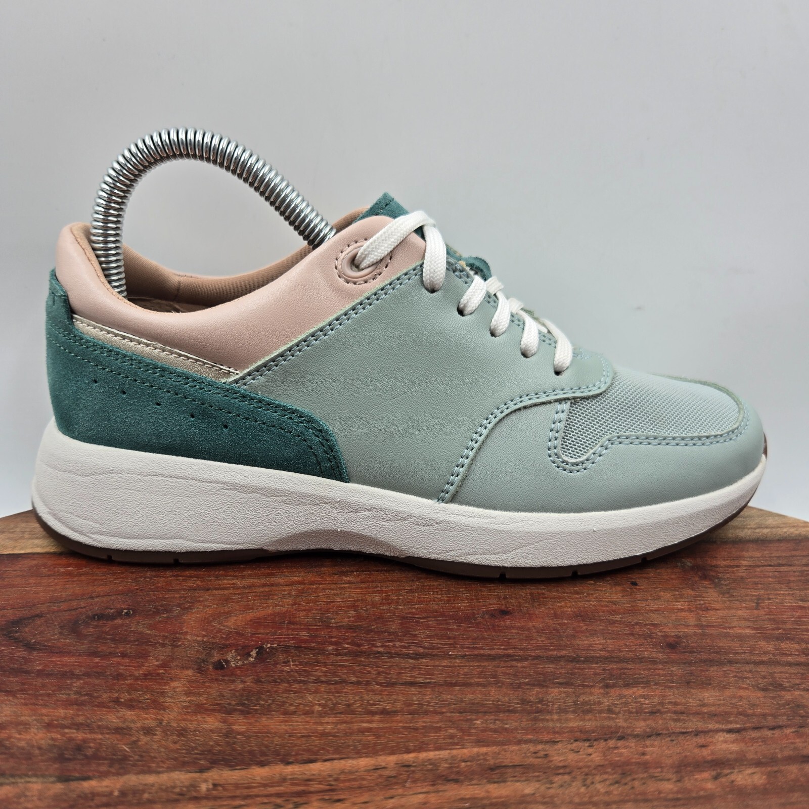 Rockport Trustride Shoes Women’s 5W Wide Green Pink Leather Comfort Sneakers
