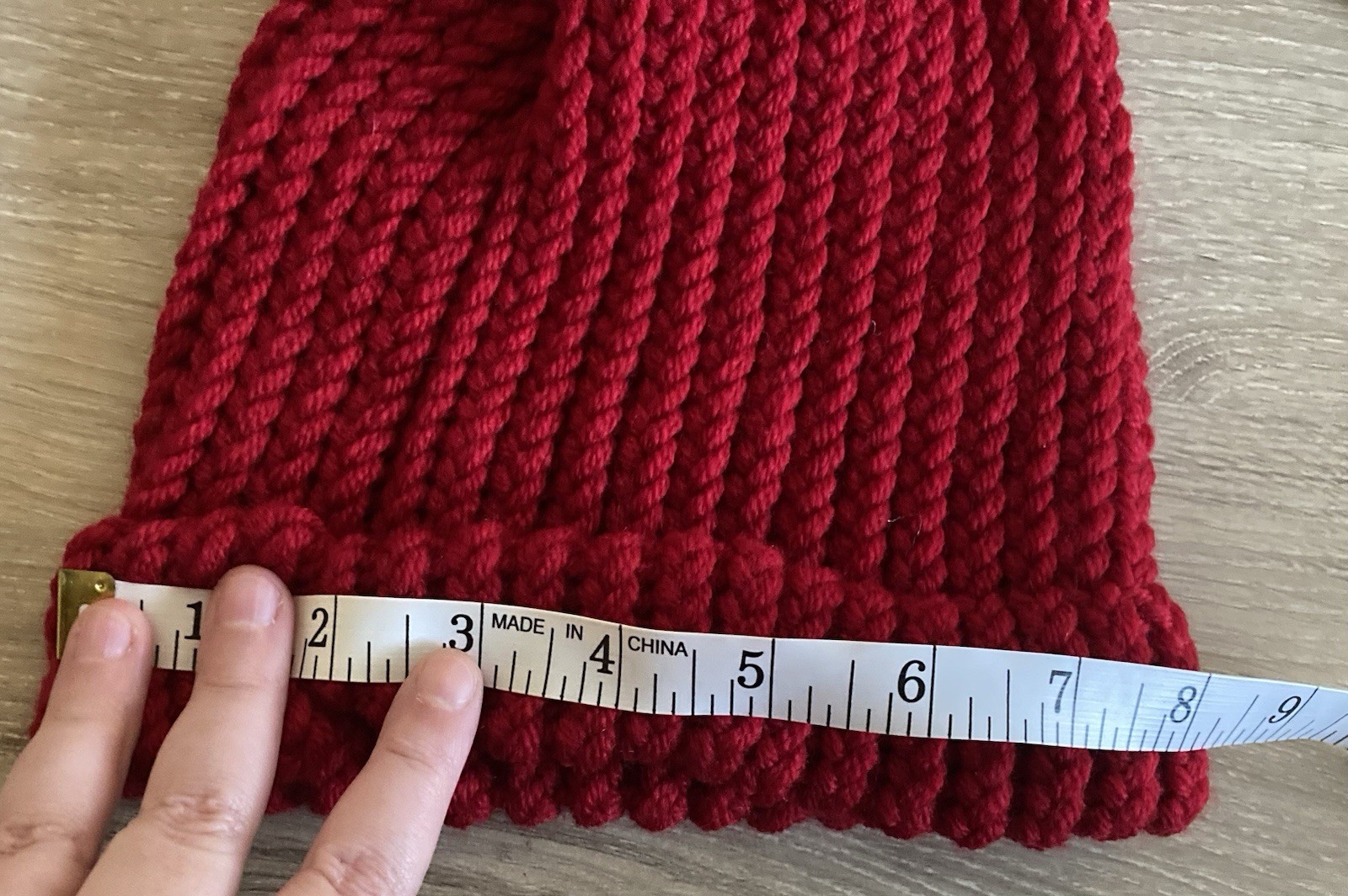 Handmade cozy red knit beanie hat brand new never worn made with acrylic yarn
