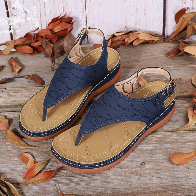 Low-Wedge Women Orthopedic Sandals Casual Flat Shoes Flip Flops Ladies Anti-Slip