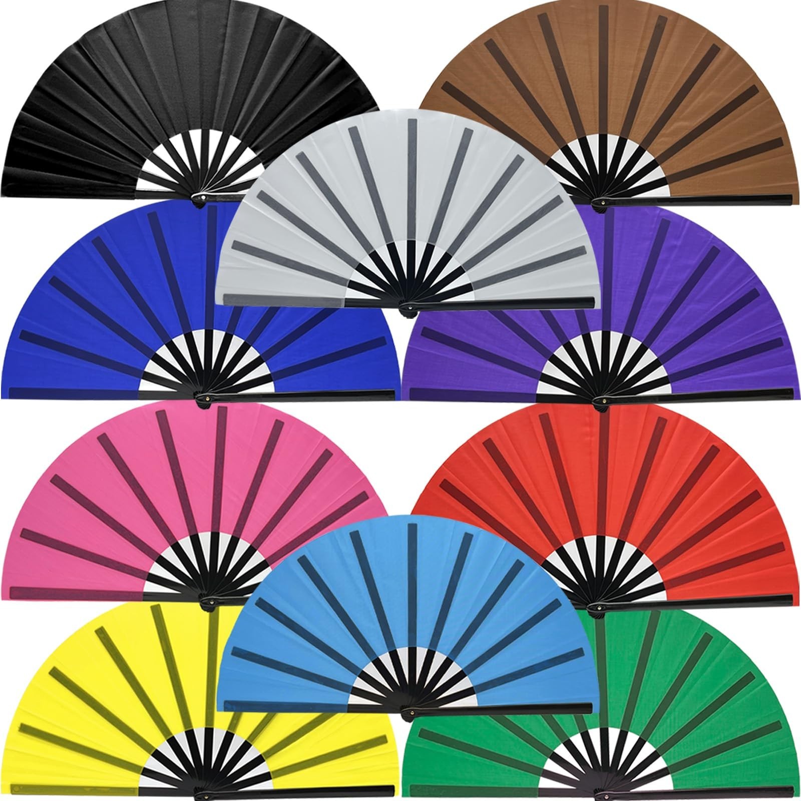 10 PCS Large Clacking Hand Fans – 13 Inch Rave Fans for Line Dancing & Parties