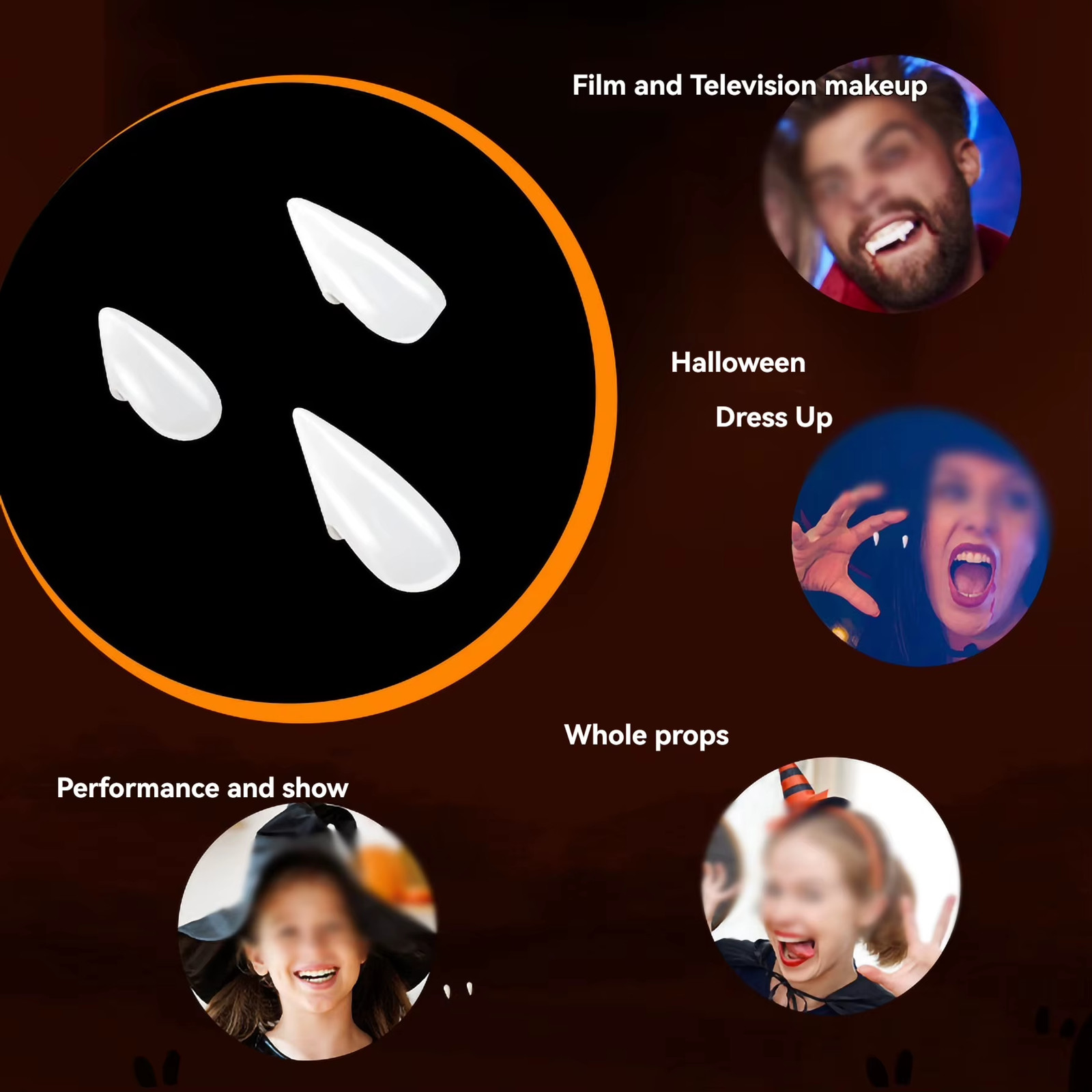 Suit Resin Vampire Teeth Fangs Halloween Props Diy Teeth plus Glue Teeth Props C