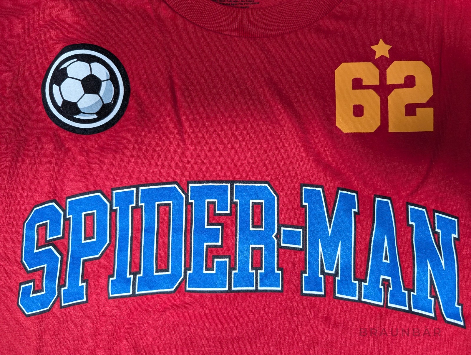 Marvel Spiderman Soccer Jersey Style Shirt Mens L Large Red Back Print Logo NWT