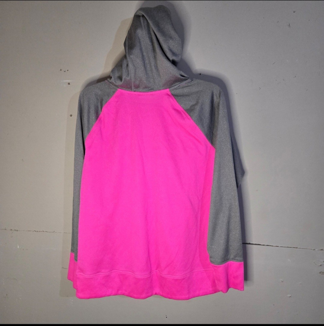 Danskin Now Women’s L/G 12-14 Pink/Gray Colorblock Pullover Hoodie Fleece Pocket