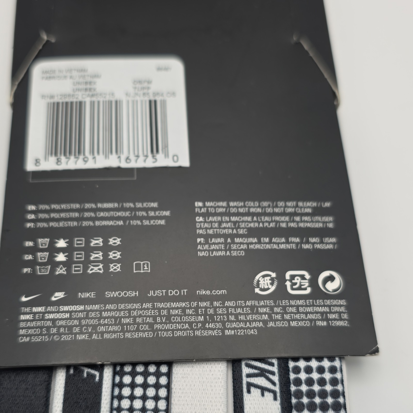 Nike 6 Pack Headbands Black/White Logo Polka Dot Machine Washable Unisex