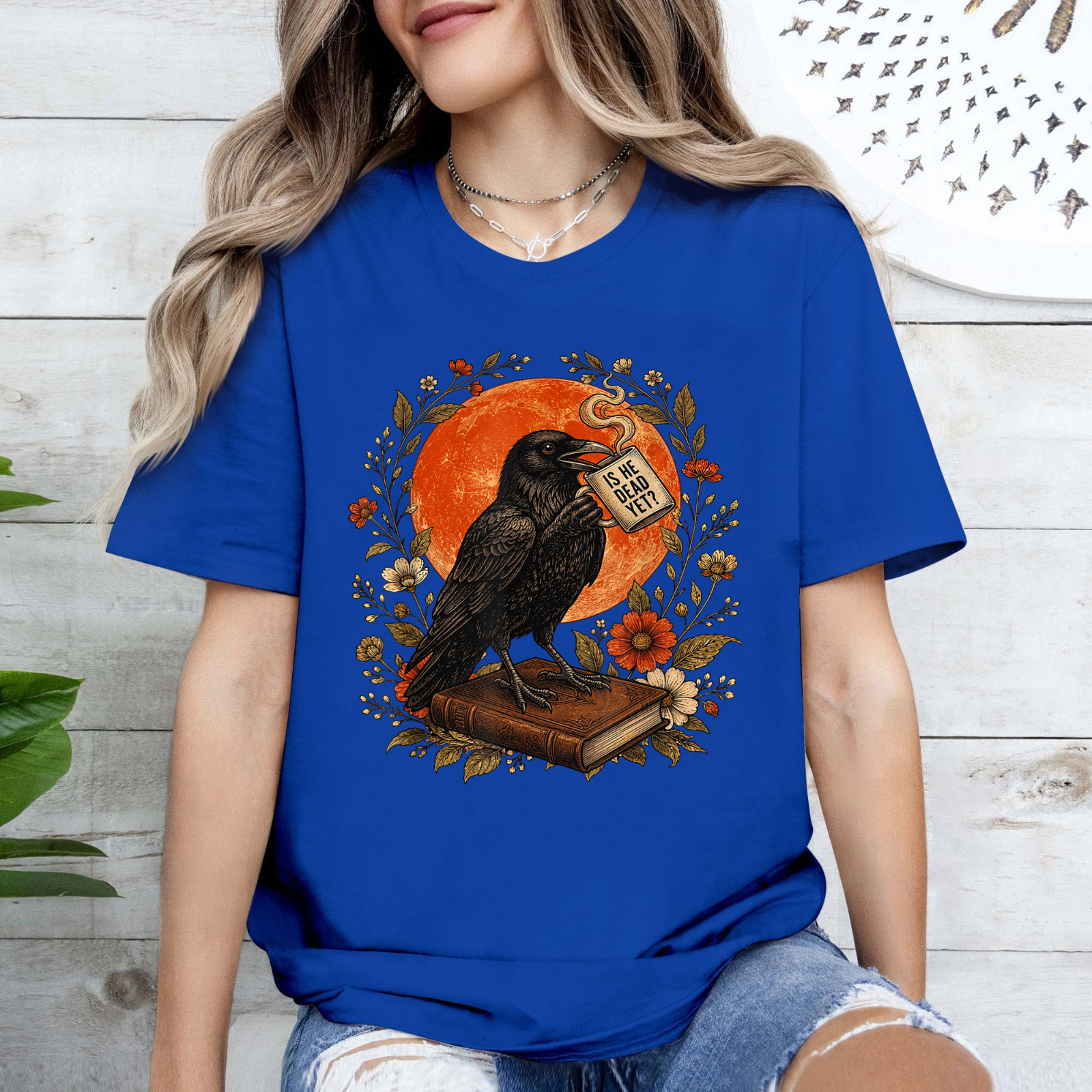 is He Vintage Dead Yet Dark Crow Raven Bird Humor Gothic T-Shirt