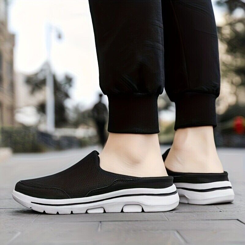 Men’s Slip-on Mules Half Sneakers Casual Walking Shoes Outdoor Backless Sneakers