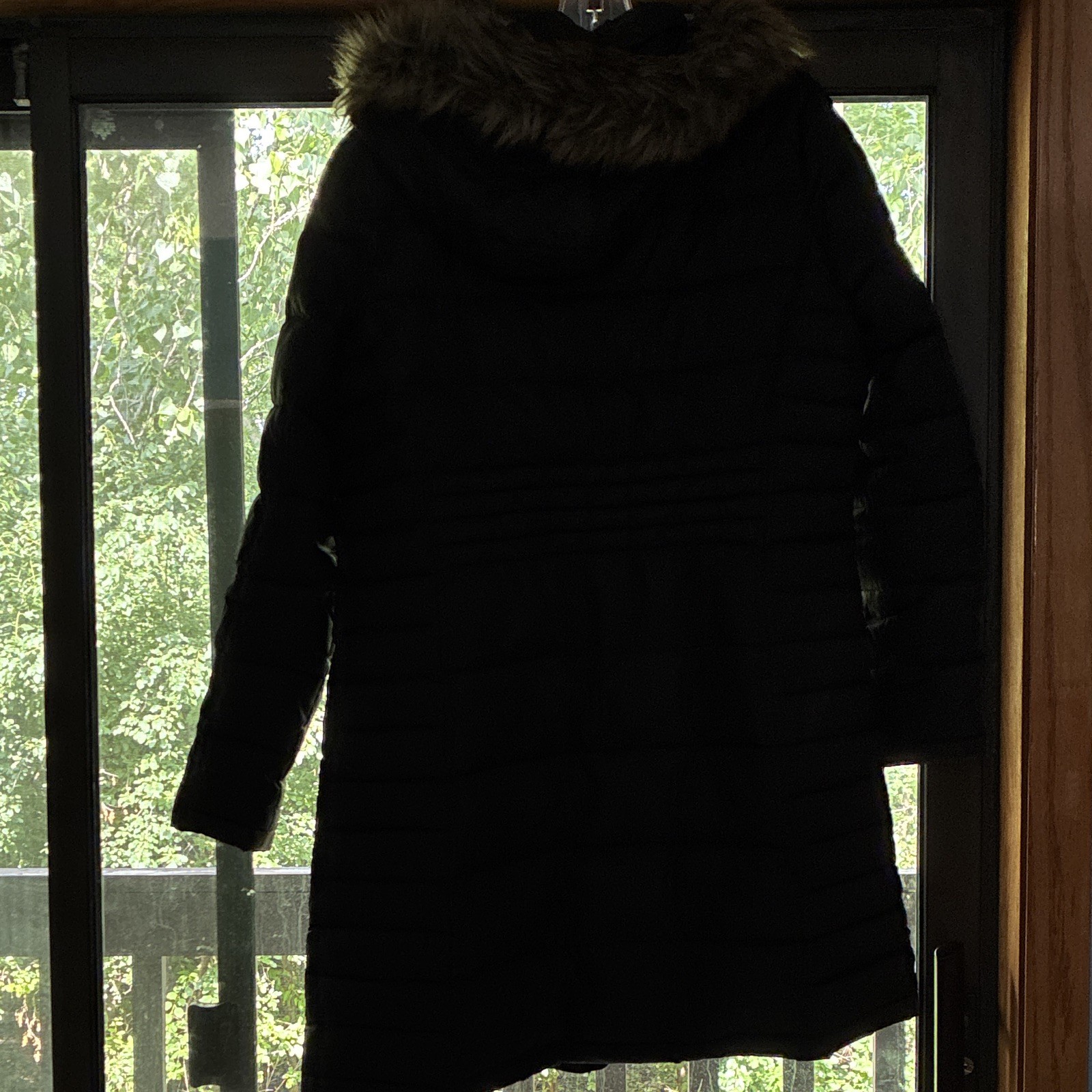 Michael Kors Women’s Black Long Hooded Quilted Puffer Coat Fur Trim