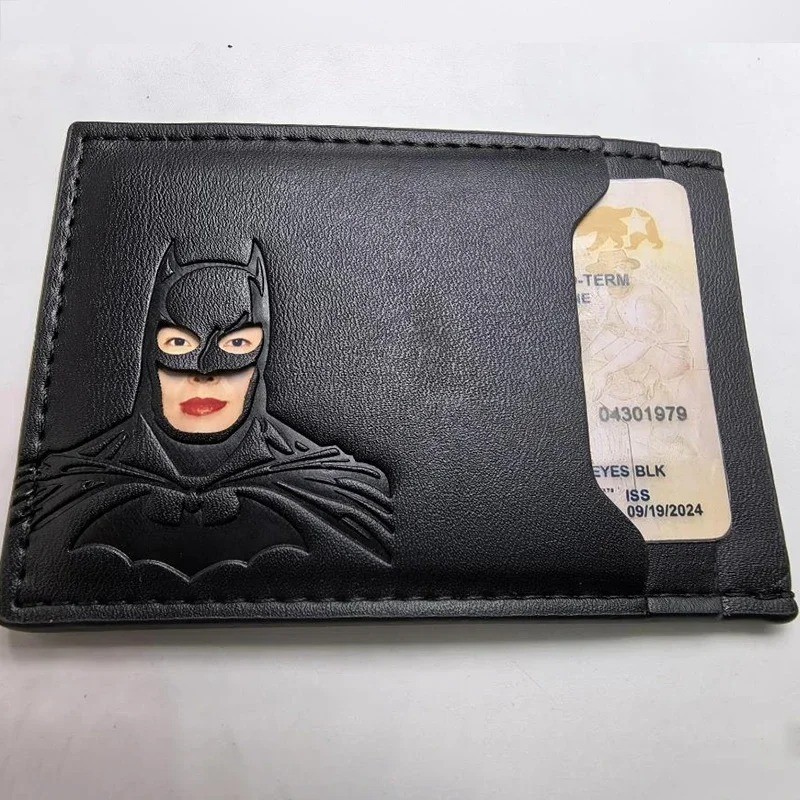 Batman Style PU Leather Wallet with ID Window Card Holder Superhero Mask Design