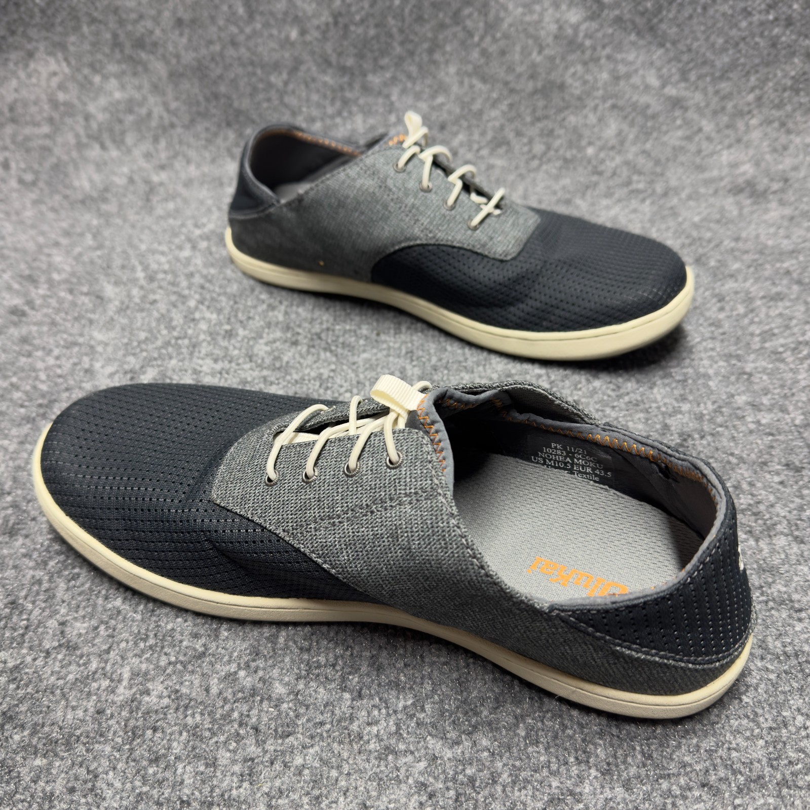 OluKai Nohea Moku Sneaker Dark Gray 10283 6C6C Men US 10.5 Boat Shoes