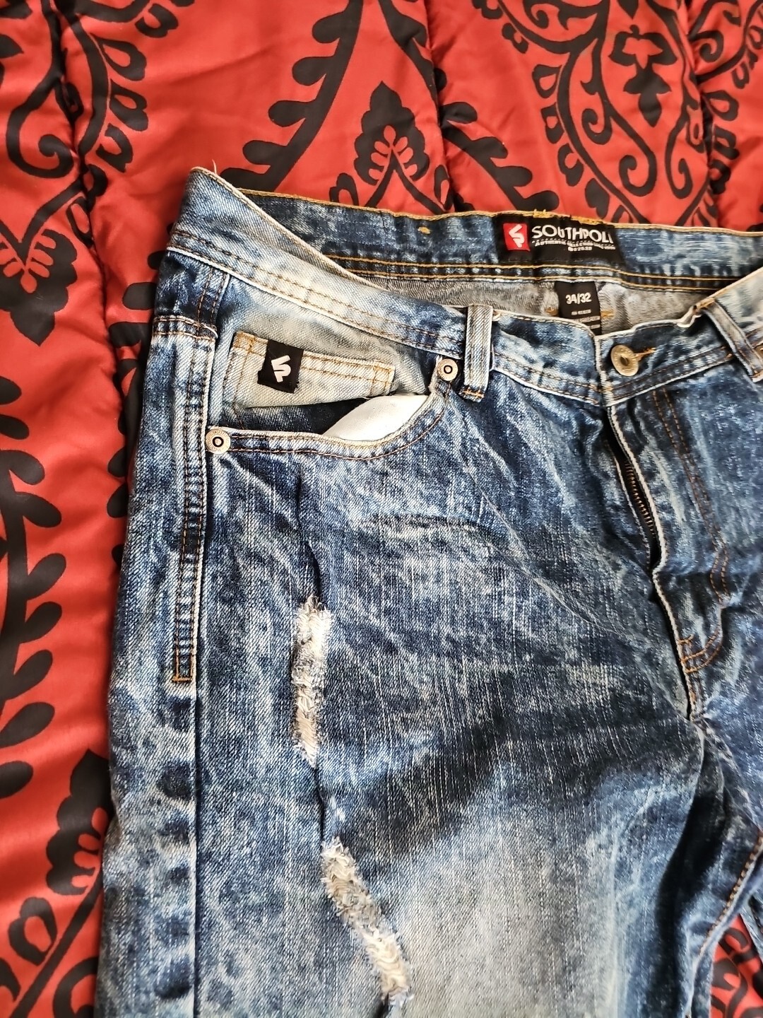 Southpole 34 X 32 Embroidered Front Jeans Fast Shipping Returns Accepted