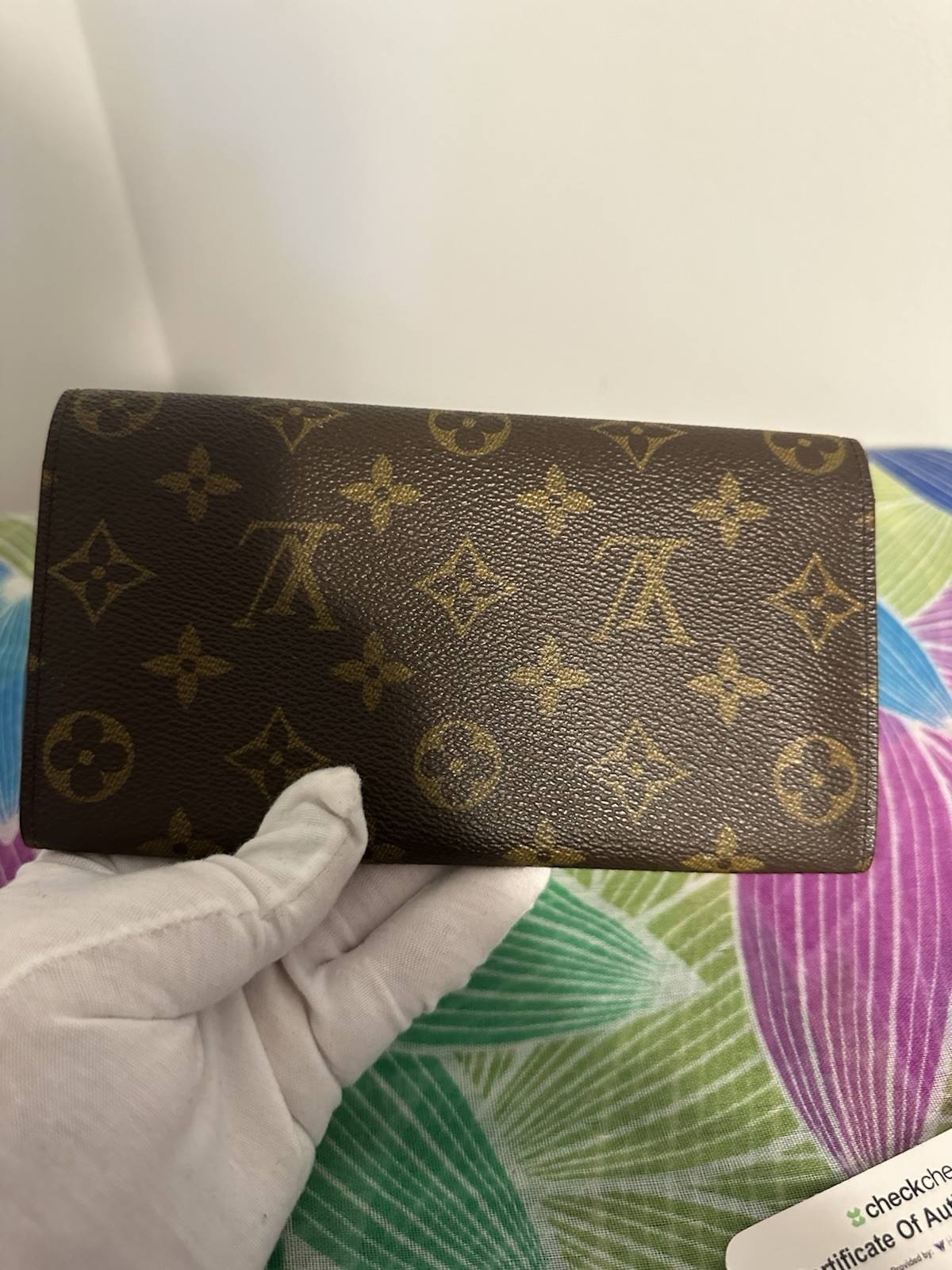 Louis Vuitton Women’s Folding Wallet, Brown Monogram Logo, Credit Card Slots