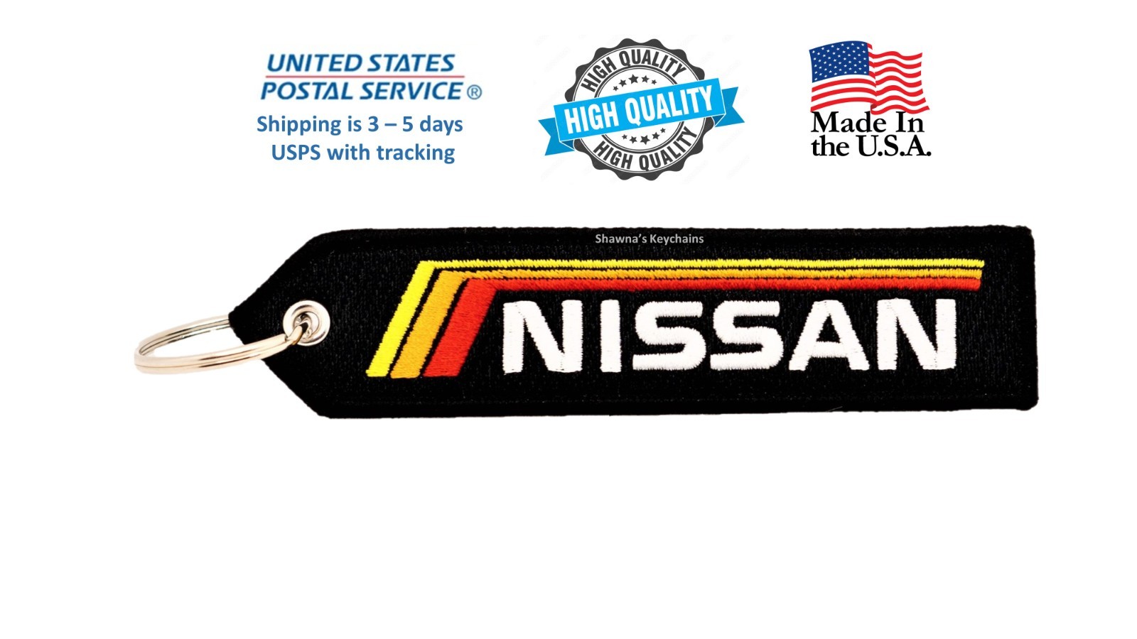 Nissan Double Sided Keyring Embroidered Keychain Durable Key Fob DATSUN