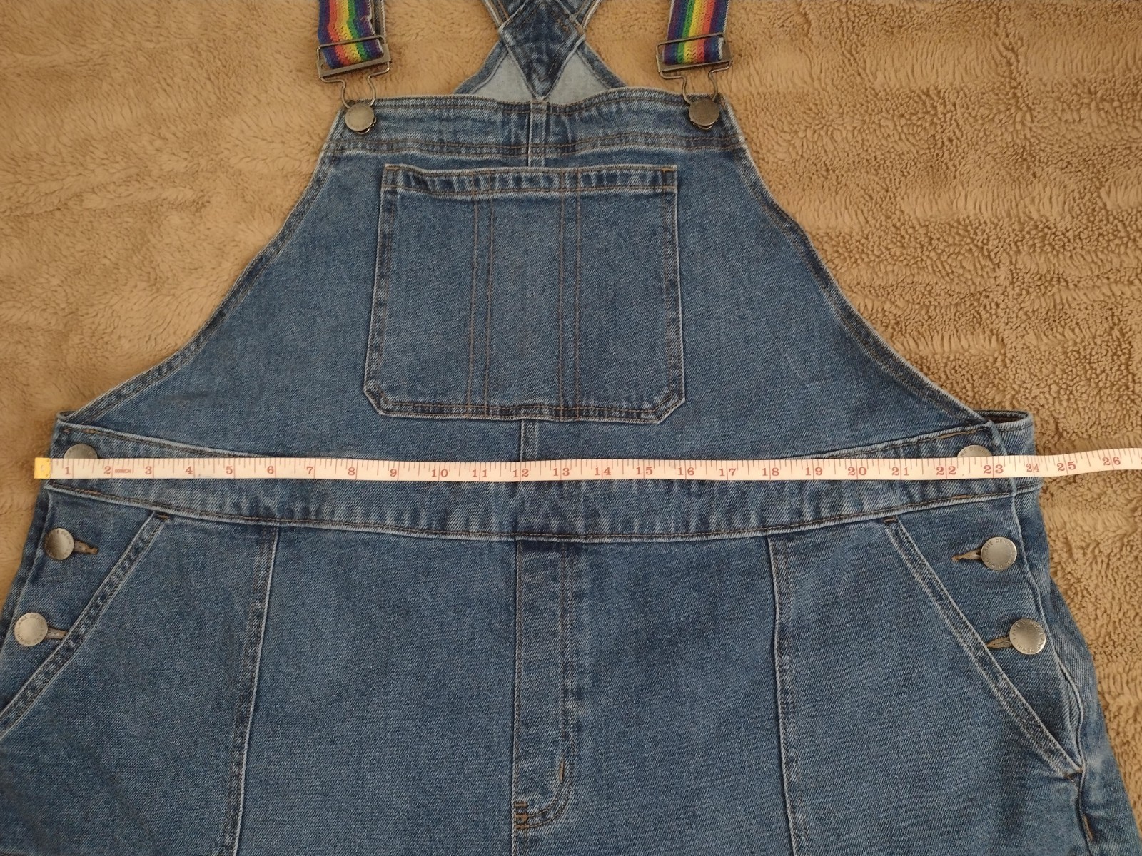 Lane Bryant Denim Short Overalls Size 22 Boyfriend Rainbow Strap Bib Shorts