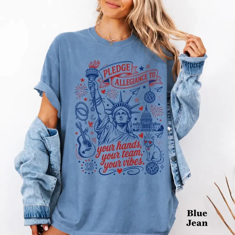 Patriotic Music Lovers Shirt Retro July 4th Team Vibes Graphic Tee Gifts