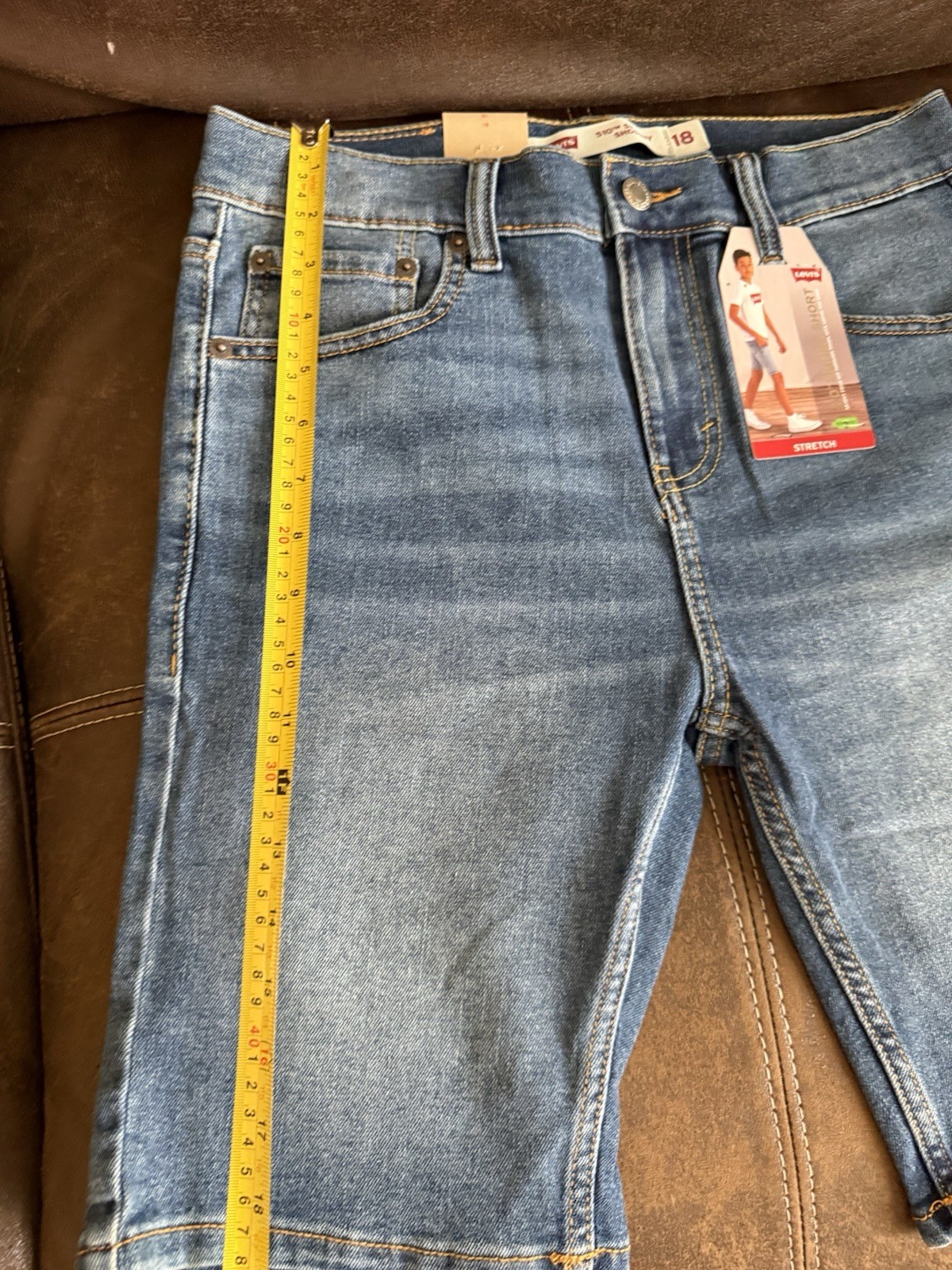 Levi’s 510 Shorts Boys 18 Regular Blue Jean Stretch Adjustable Waist Jorts NWT