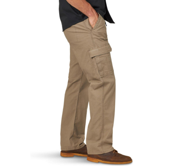 Men’s Wrangler Cargo Pants w/ Stretch Relaxed Fit Brown Tech Pocket CHOOSE SIZE