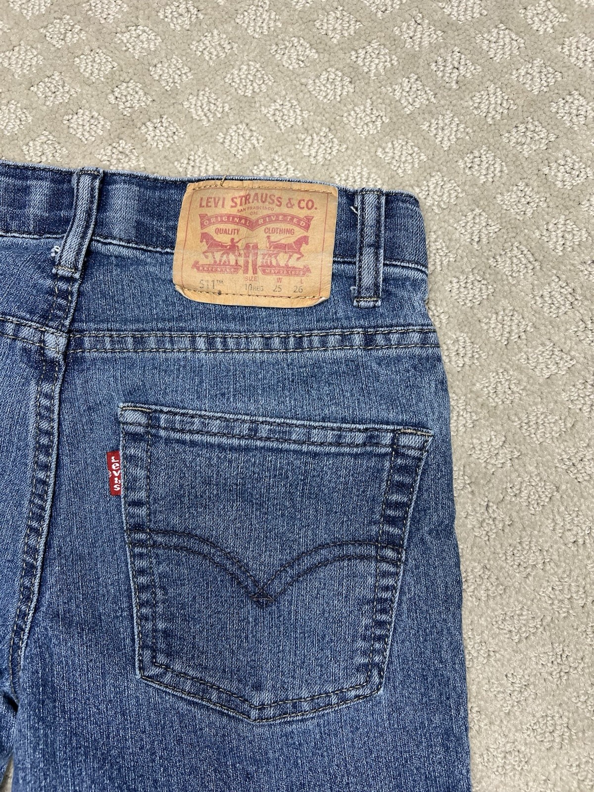 Levi’s 511 Boys Stretch Jeans Size 10 Reg 25×26 Adjustable Waist Blue