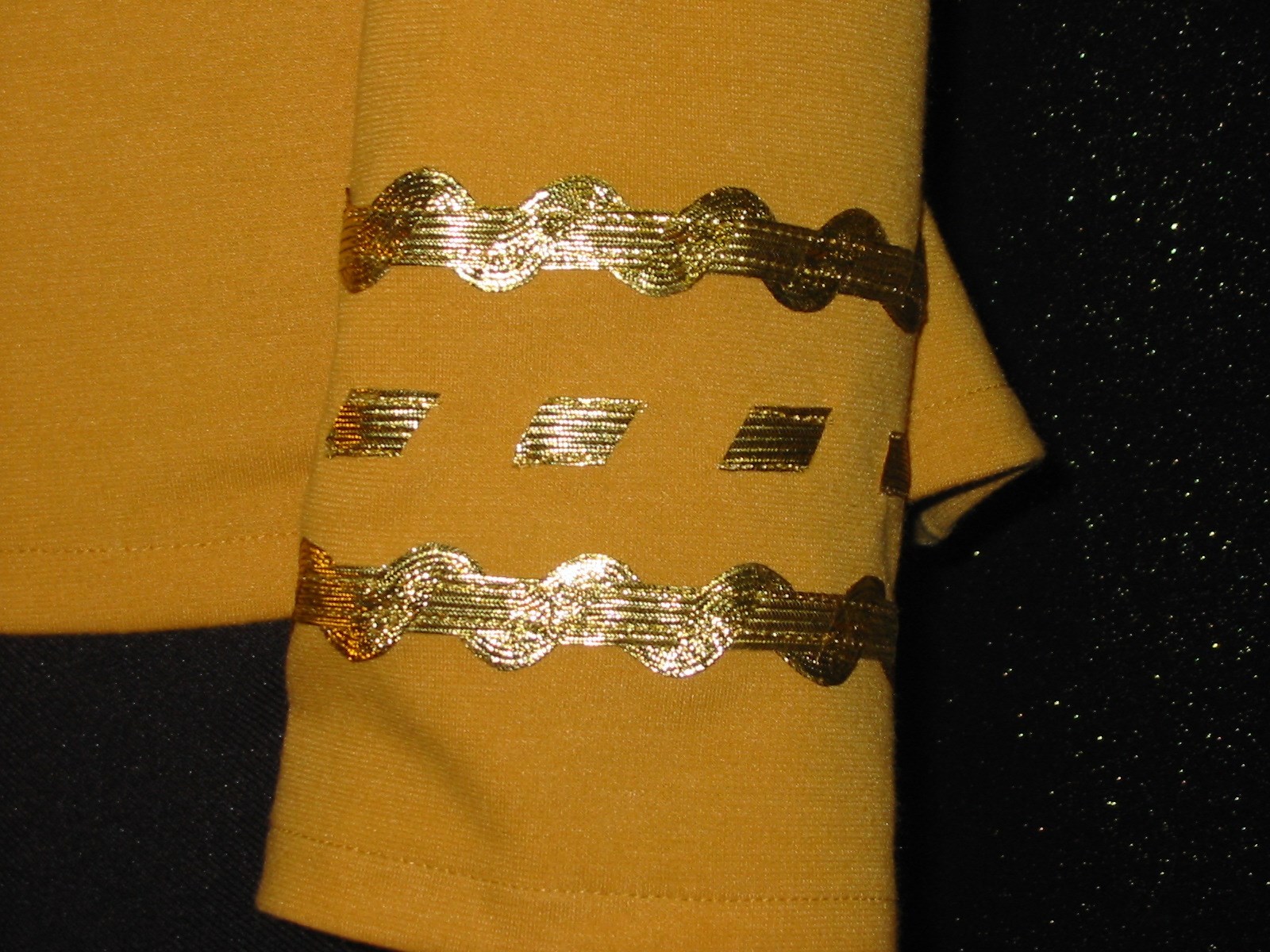 CUSTOM-MADE Gold FIVE STAR Trek Uniform COSTUME Men’s TOP Cosplay Shirt VELOUR