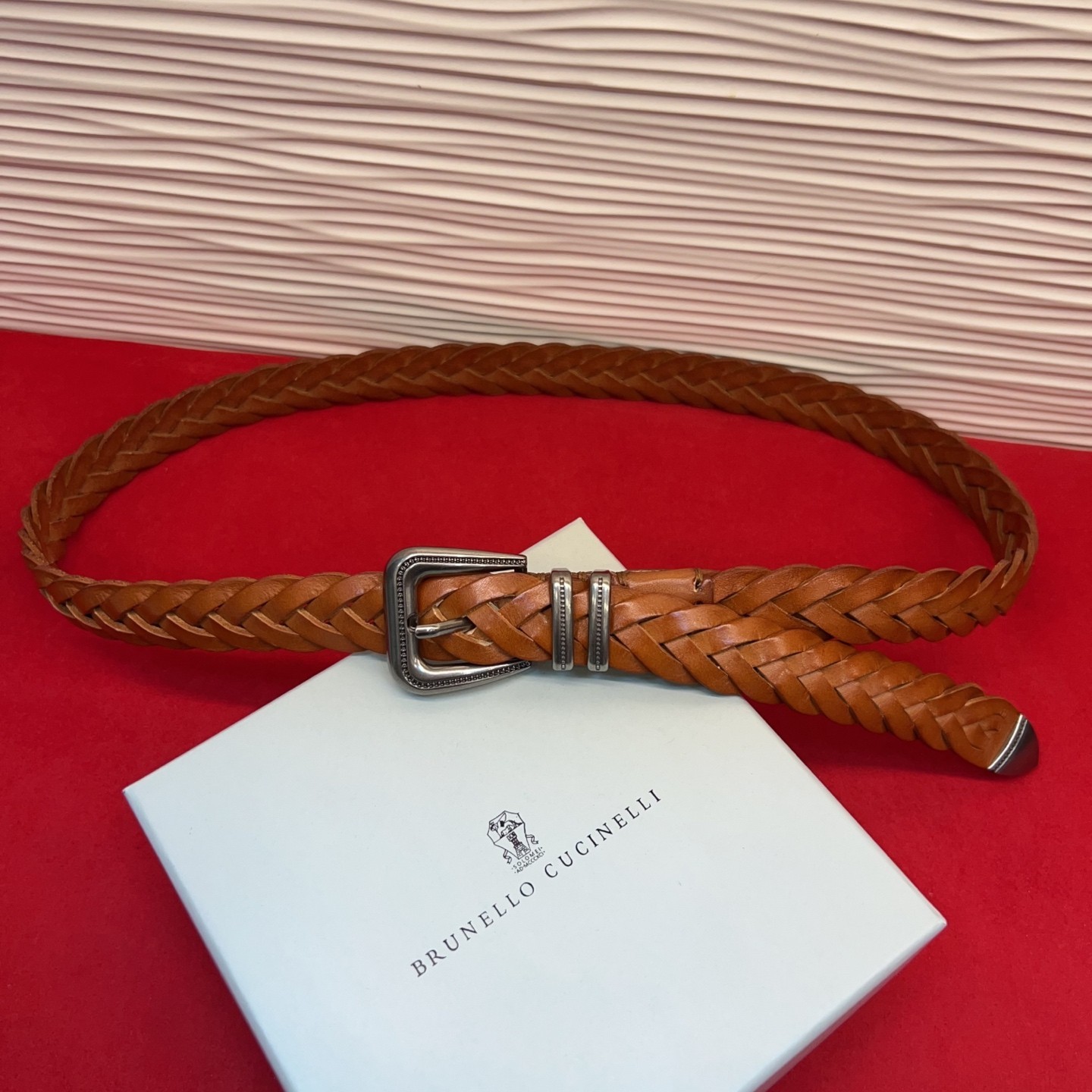 Brunello Cucinelli unisex casual fashion woven belt, size 2.5cm, 95