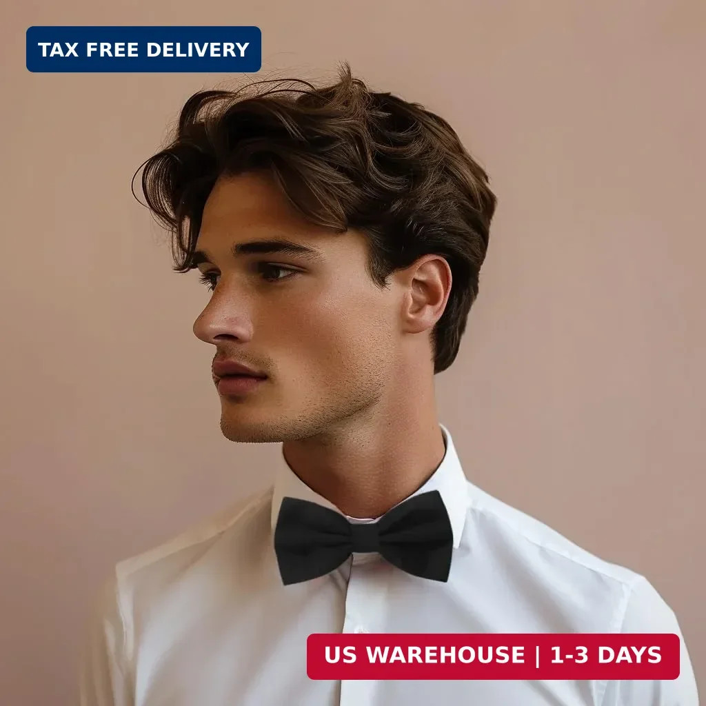 JEMYGINS Solid Color Pre-tied Bow Tie Adjustable Bowtie for Men