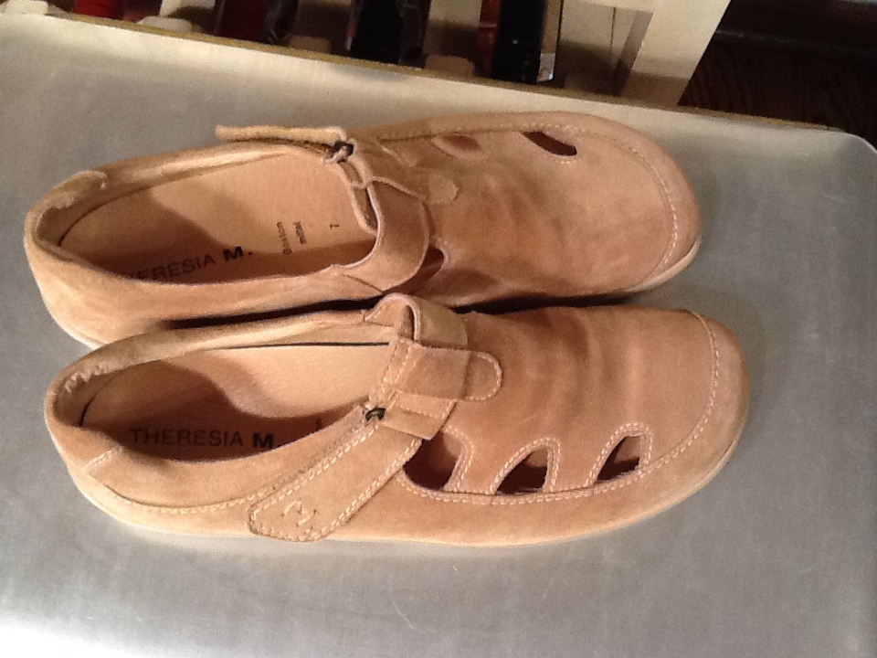 WOMEN Tan Suede THERESIA M Sz, 7 Boston Mittel MARY JANE