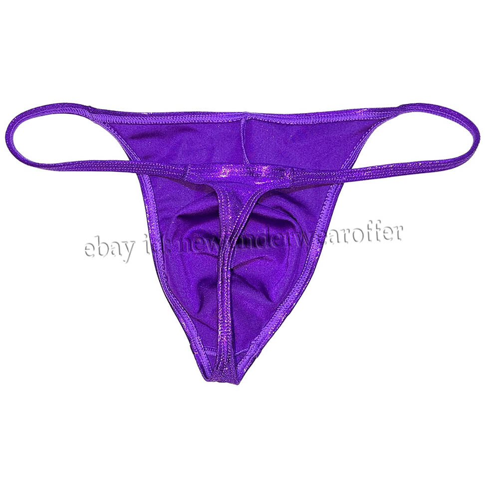 Men Shiny Bikini Thong Underwear Low-rise G-string Bulge Pouch T-back Jockstrap