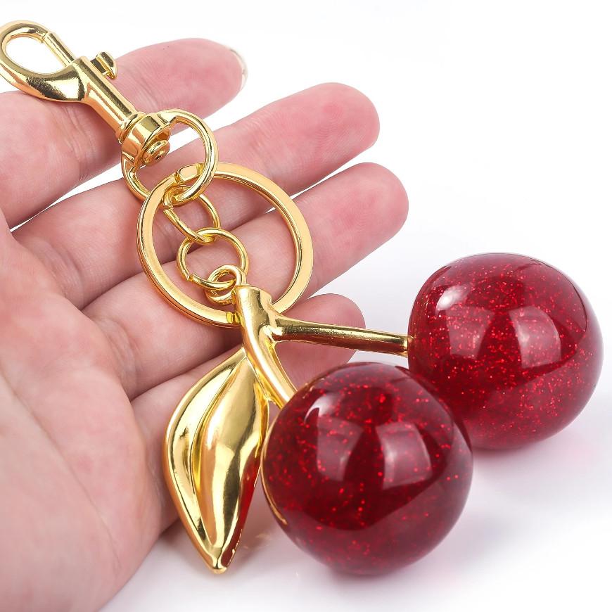 1pcs Red Cherry Pendant Keychain – Summer Fruit Charm for Bags & Keys – NEW