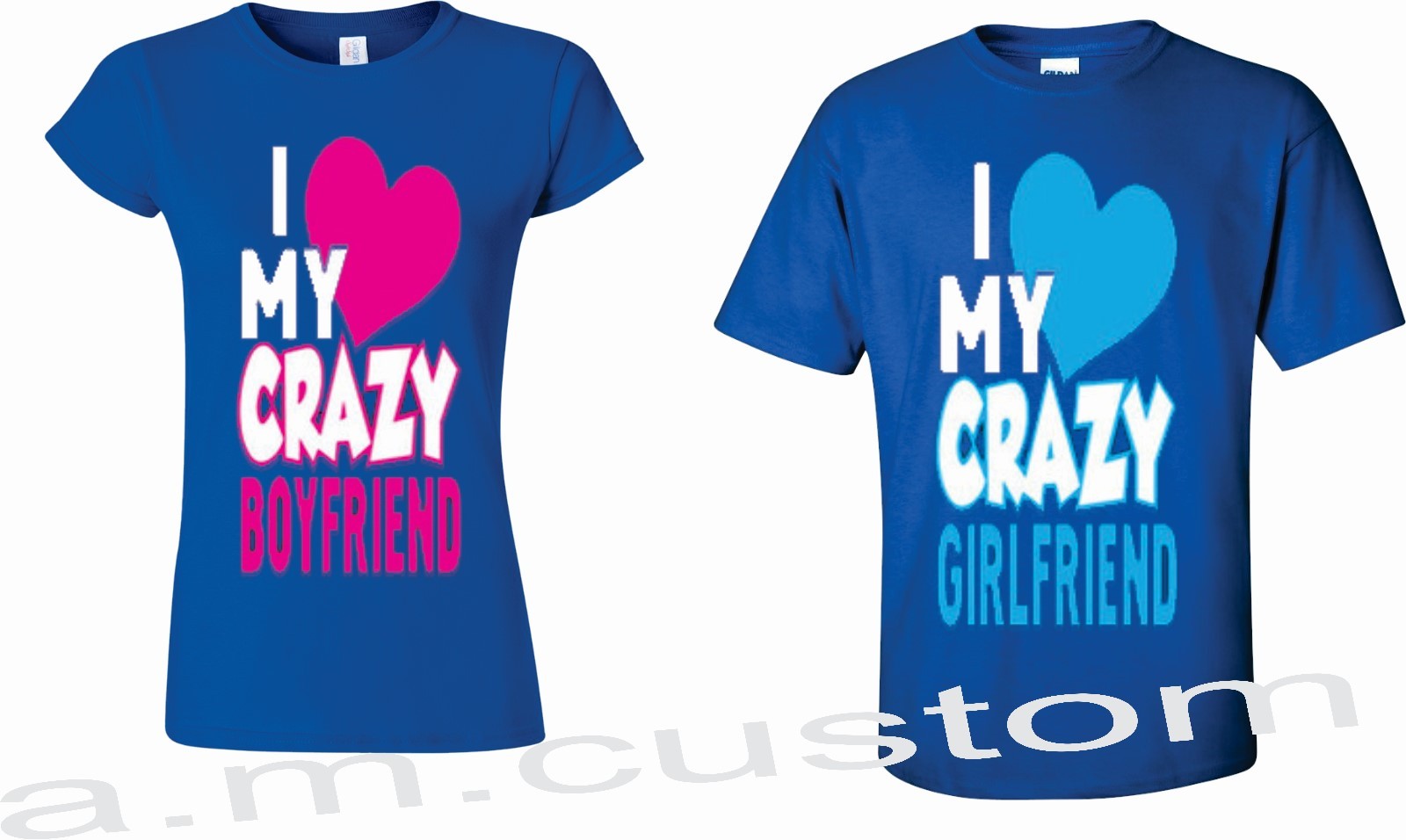 I Love My Crazy Boyfriend Girlfriend Couple matching funny cute T-Shirts S-4XL