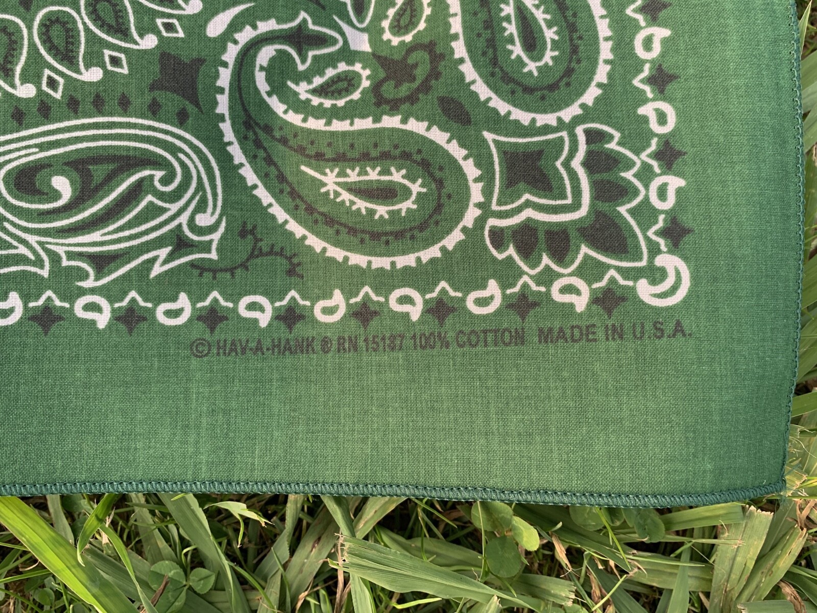 Hunter Green Paisley 22×22 Bandanna, Made in USA, great for crafts customes