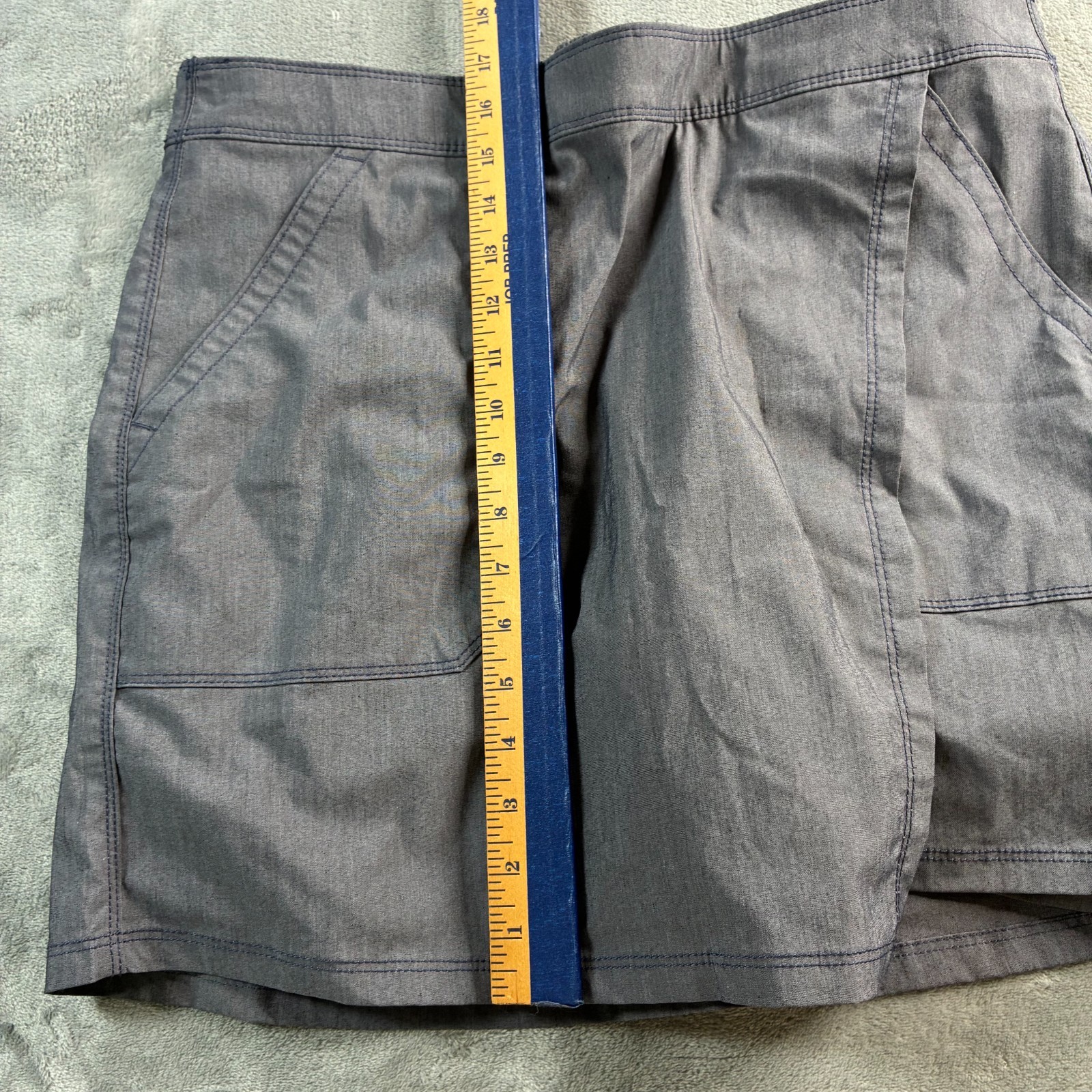 Columbia Womens Skort Blueish Gray Elastic Waist Longer Days Size 14 Omni Shield