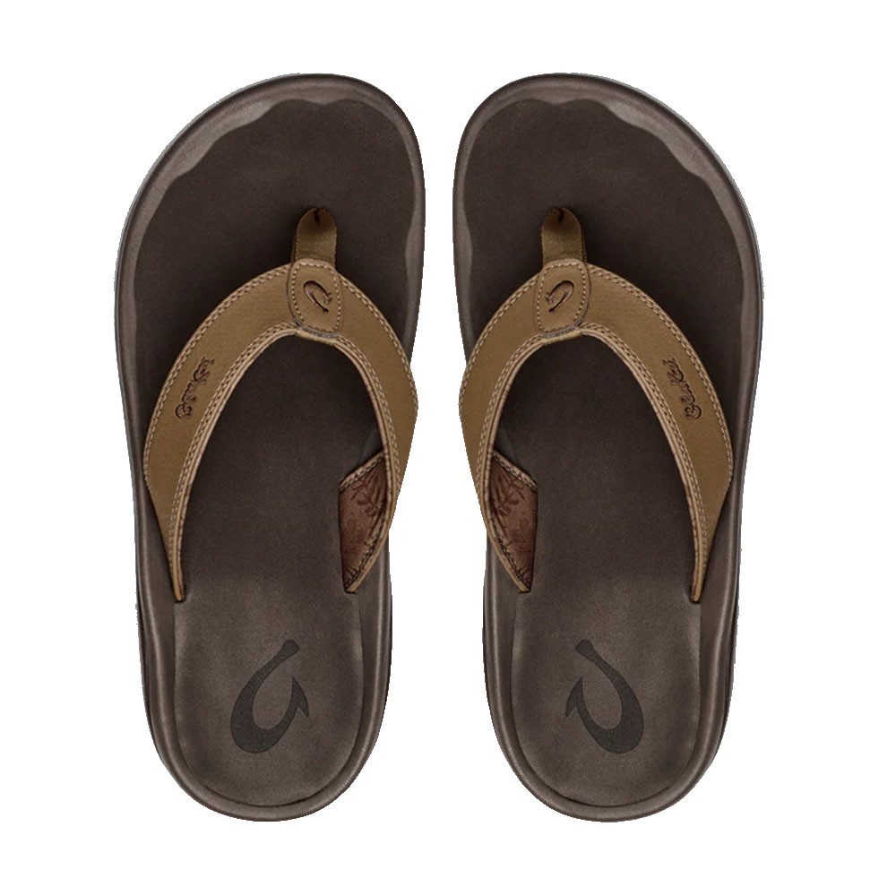 AUTH OluKai Ohana Men’s Beach Sandals, Lightweight Comfort Tan/Dark Java, Size 8