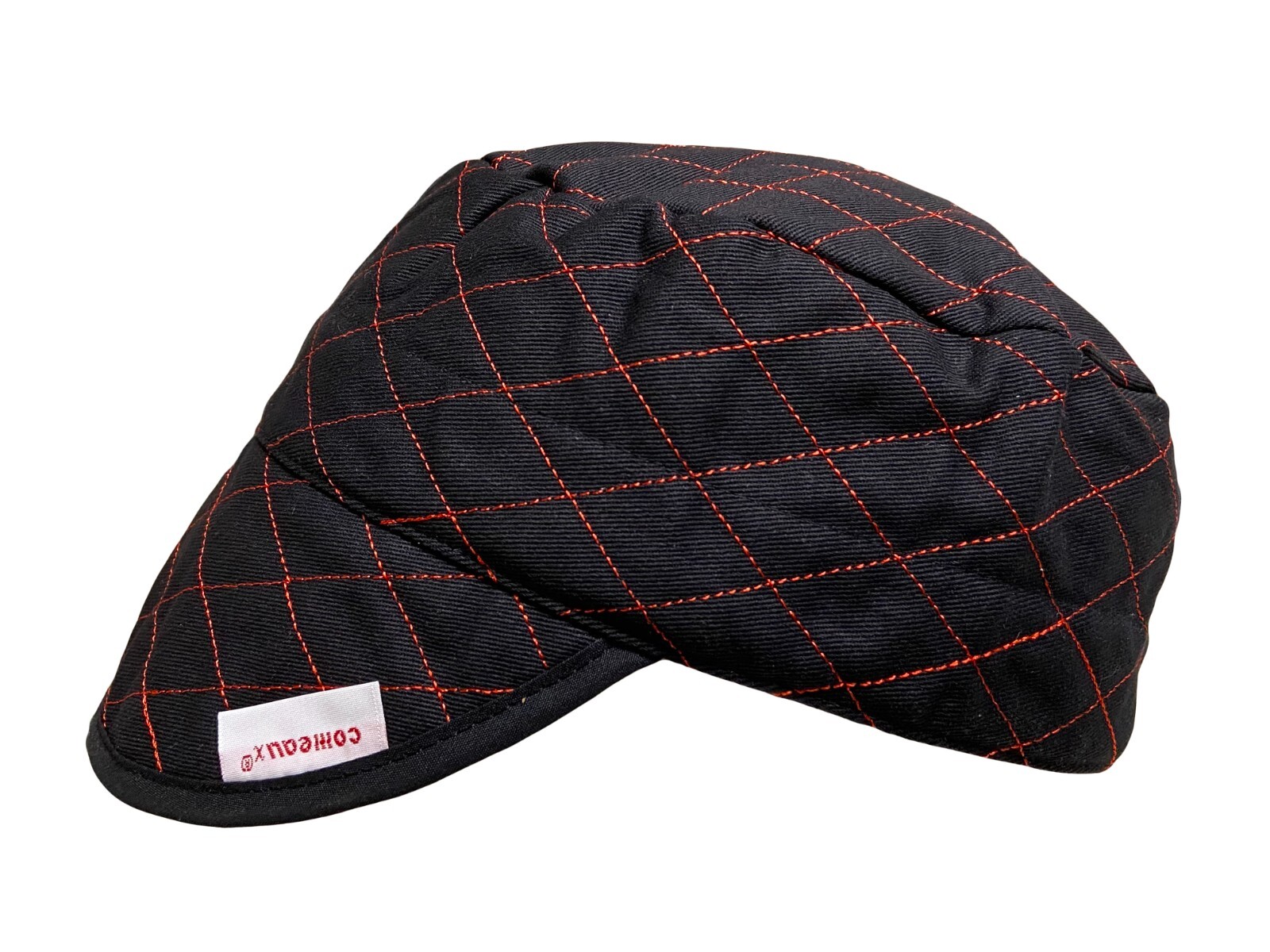 NWT Comeaux Welding Caps Welders Hats Black Quilted with Red Diamond Stitching