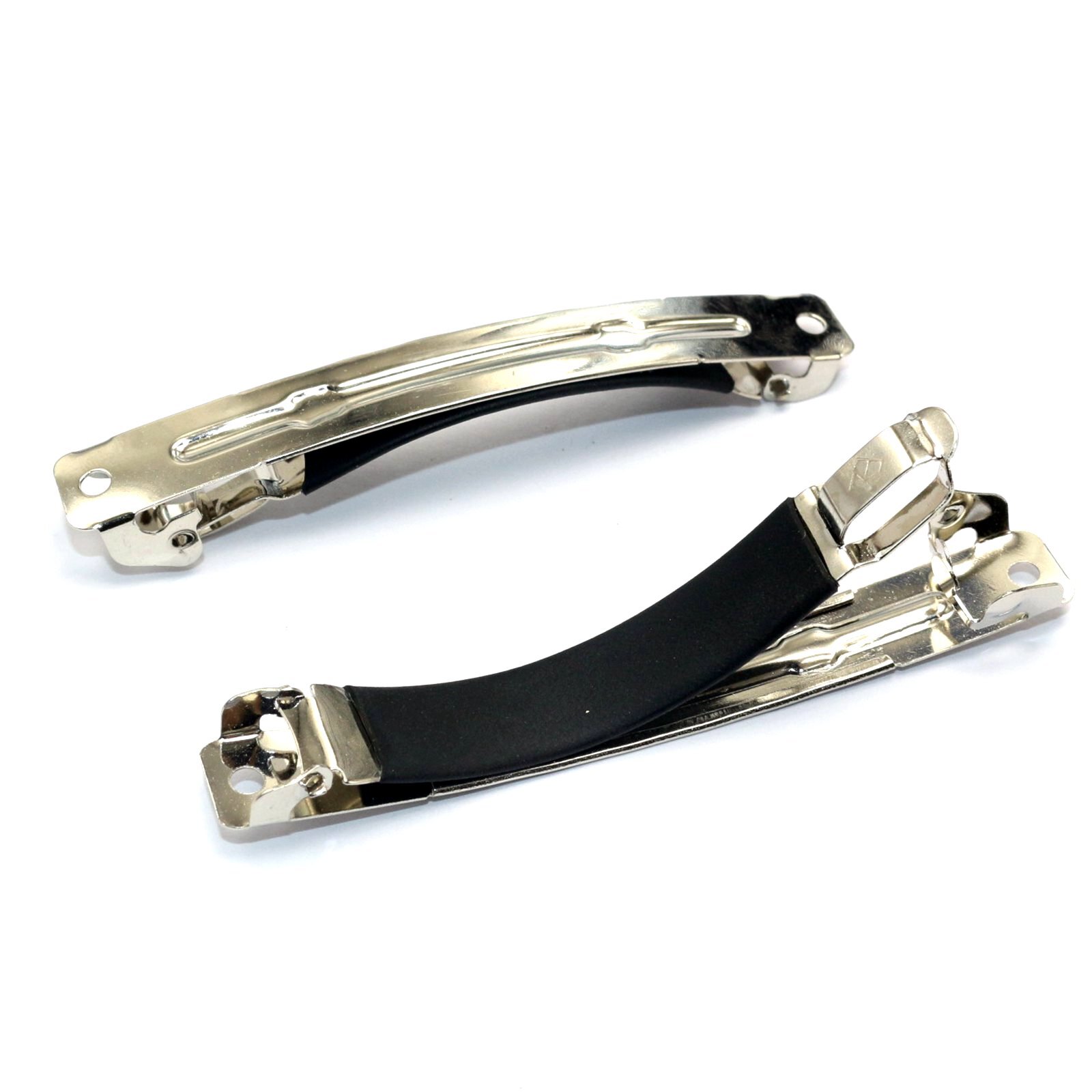 5 Pcs Silver Metal Blank French Hair Clip Barrette Rubber Cover 2.4″ 3.2″ 4″