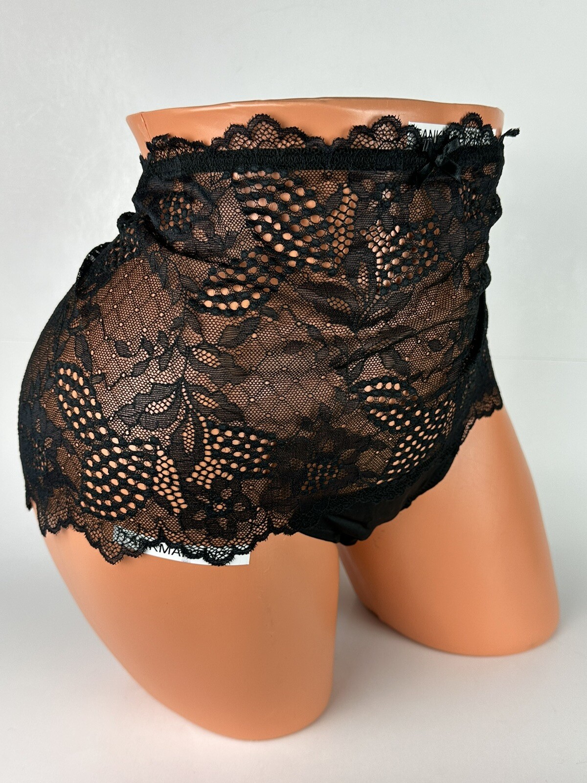 Lane Bryant Cacique Split Gusset Thong Black With Lace Plus Panties 22/24 Sexy C