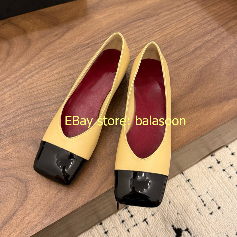 Color Matching Square-Headed High-Heeled Shoes Baotou Thick-Heeled Women’s 35-41