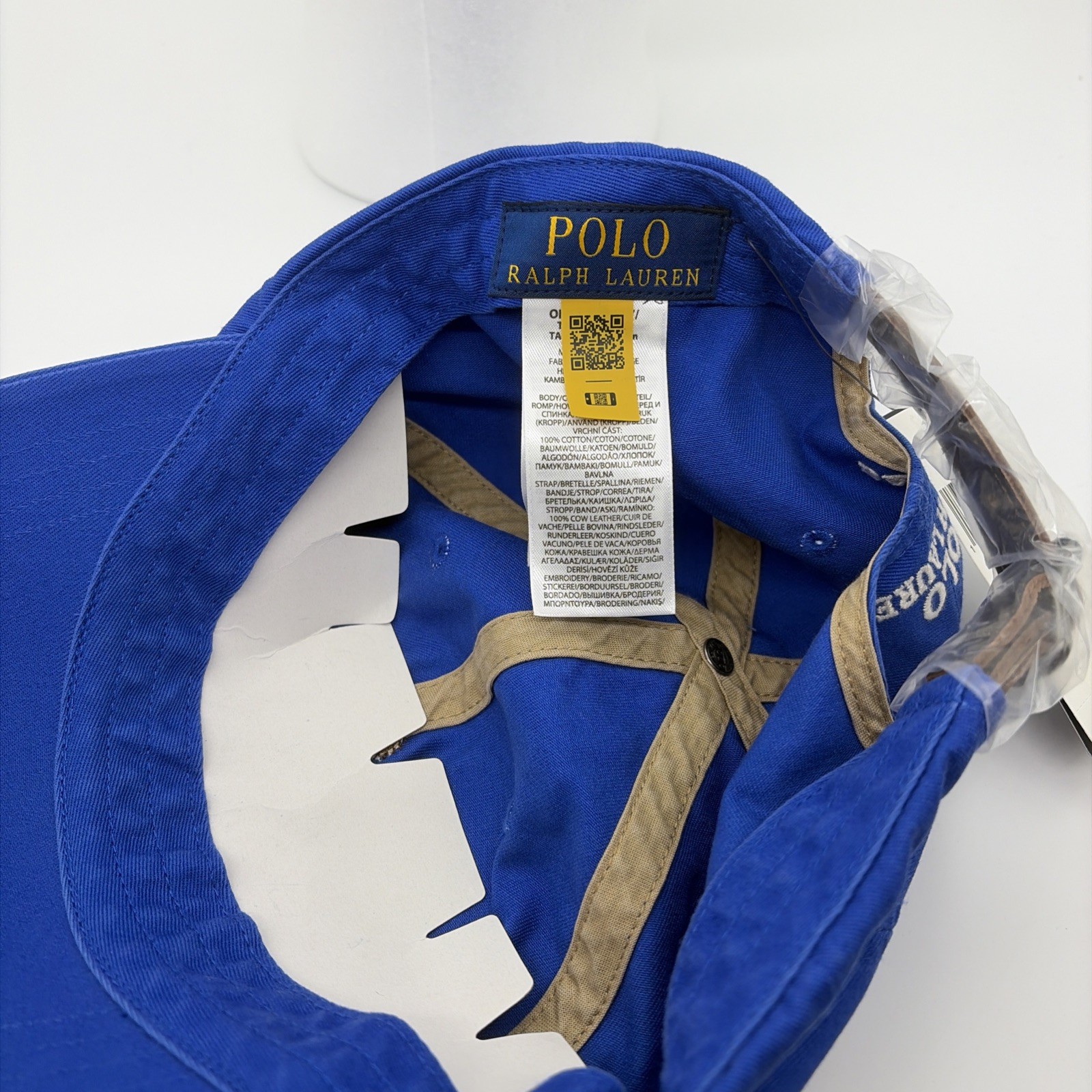POLO Ralph Lauren Varsity Bear Royal Blue Cap Hat Adjustable Leather Strap NEW