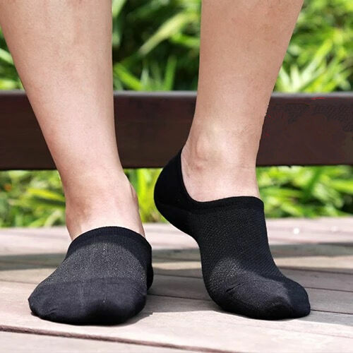 5/10Pairs Men Bamboo No Show Socks Low Cut Sport Casual Sport Solid Nonslip Mesh