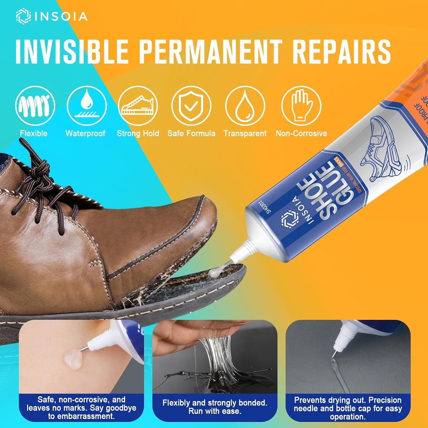 Heavy Duty Shoe Glue, Waterproof Flexible Shoe Adhesive & Sole Repair Kit